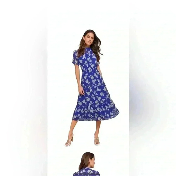 Lulus Dresses & Skirts - Lulus Royal Blue New NWOT Floral Print Midi Dress Size XL